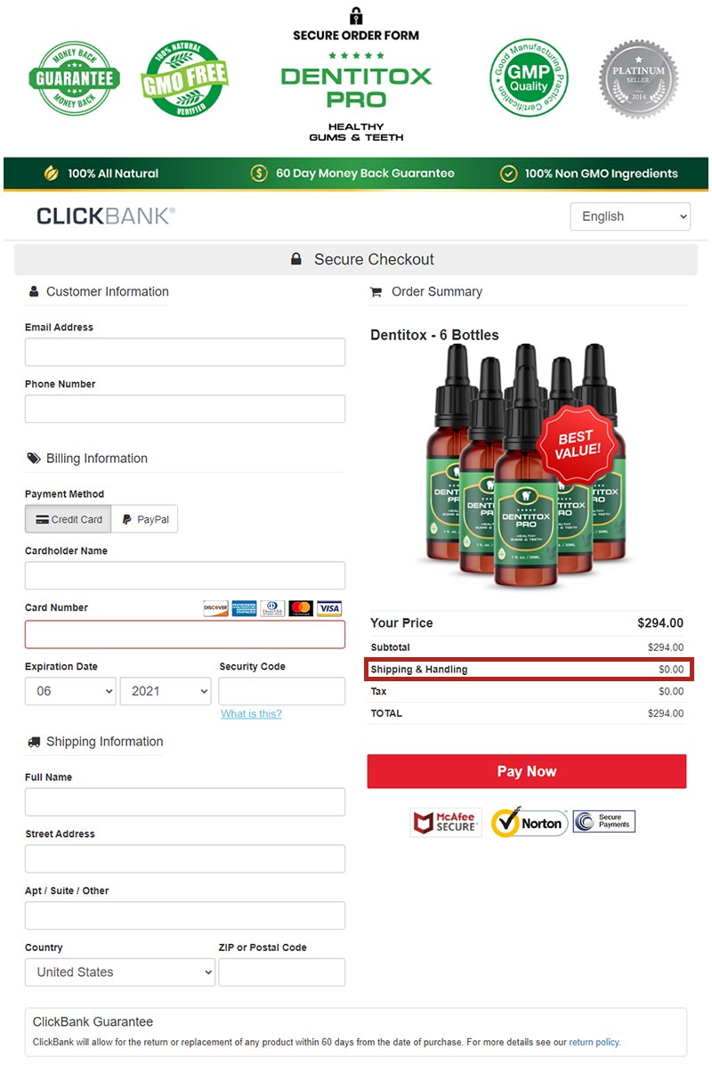 Dentitox Pro - Order Page